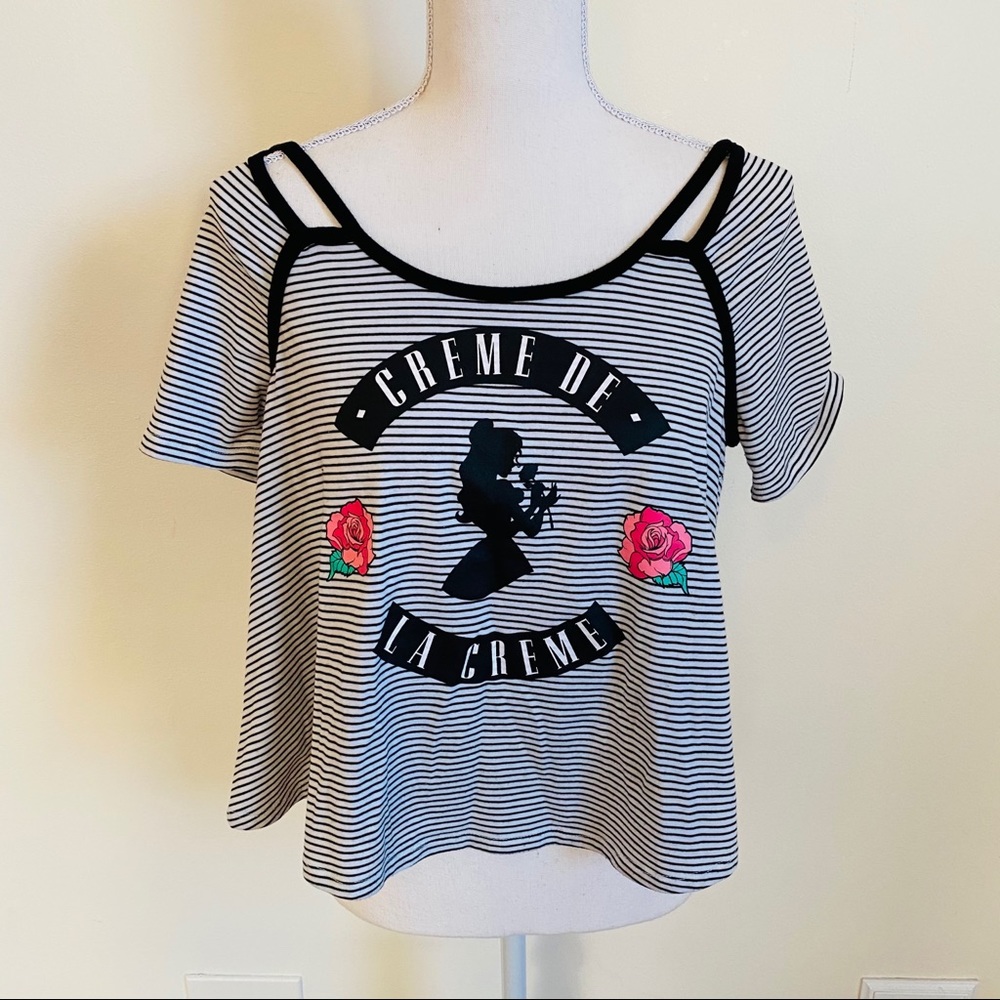 3 FOR $15!!! Disney Belle Creme De La Creme Striped Crop Shirt